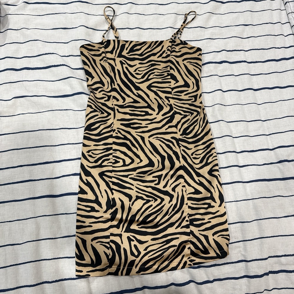 Zebra Golden Print Mini Dress